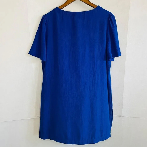 ALFANI Size Large Blouse - Blue Tunic Top Crinkle Lightweight - Picture 6 of 9